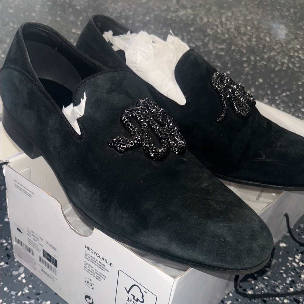 Aldo Black Suede Loafers with Embellished Design